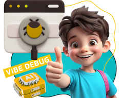 Тестирование & Vibe Debug. Охотники за багами - КИБЕРшкола программирования для детей, компьютерные курсы для школьников, начинающих и подростков - KIBERone г. Хамовники